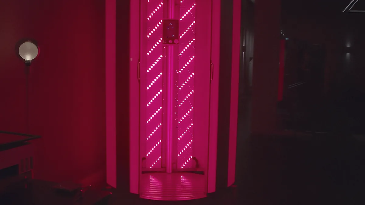Full-body NASA-grade red light therapy chamber with vertical LED panels