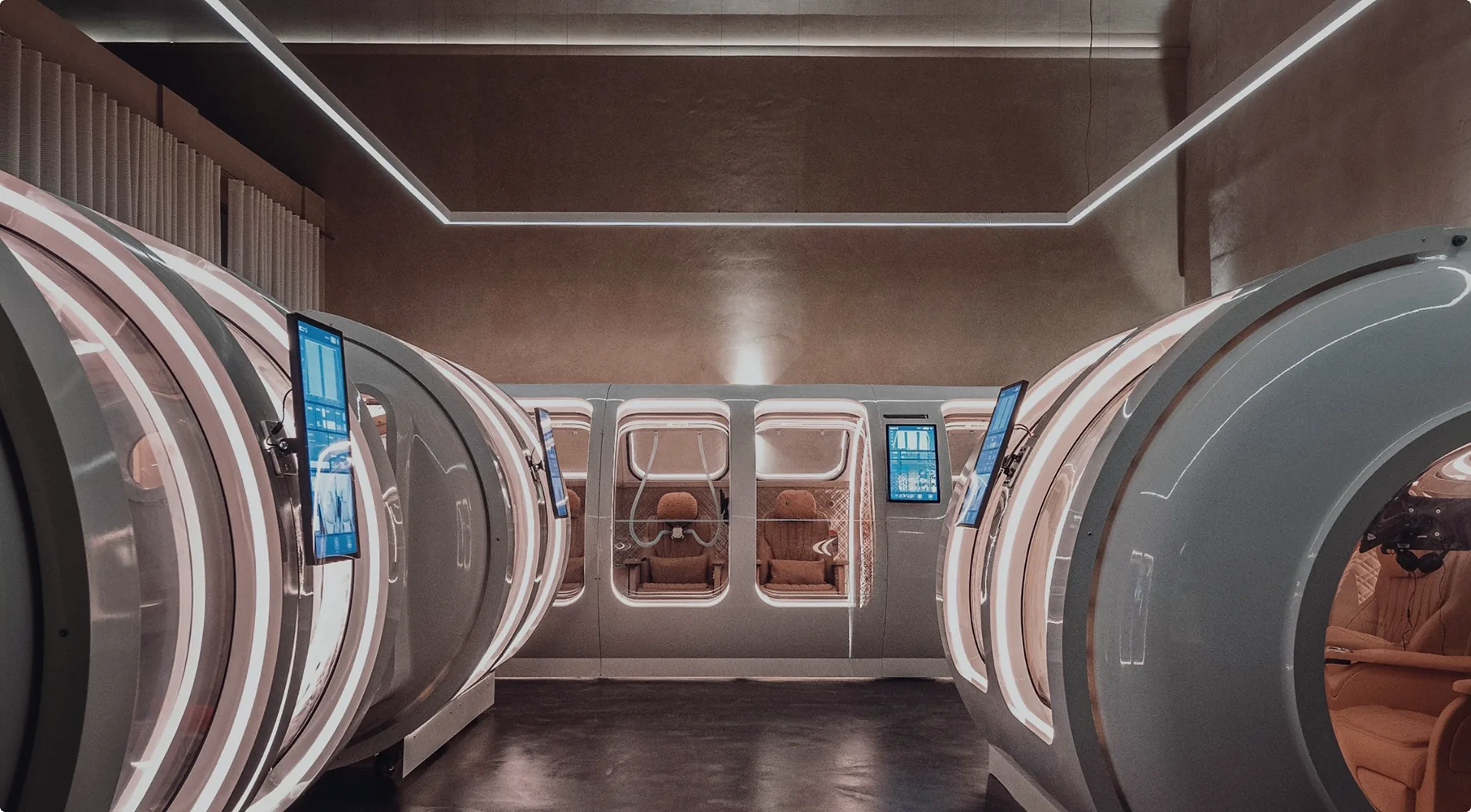 Inside the Age Back Clinic hyperbaric oxygen park in Stockholm